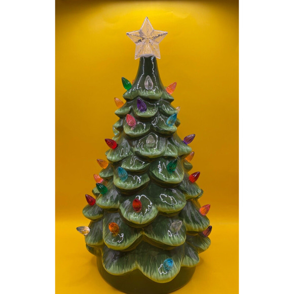 Does Not Apply Other - Vintage Lighted Tabletop Ceramic Christmas Tree -Battery Operated 14" Tall